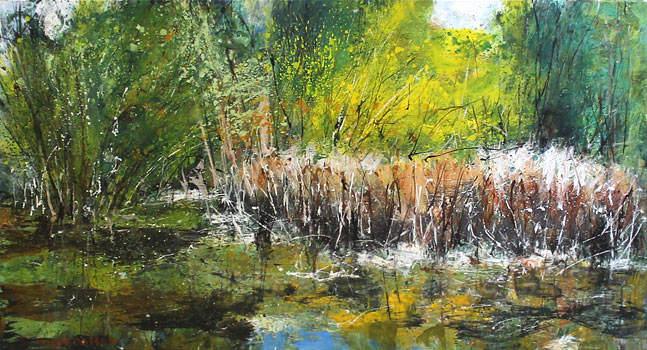 Nigel Wilson nz landscape art, wilsons pond, oil on canvas